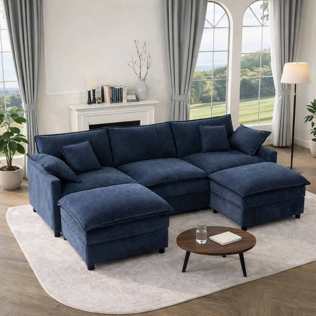 Blue sectional sofa: Transform your space with a versatile, cozy, and chic seating solution.